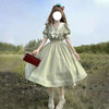 Japanese Sweet Lolita Style Women Dress Cute Bow Puff Sleeve Cosplay Patchwork Dresses Kawaii Girl Y2k Robe Vestido