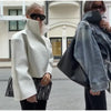 Retro Crocodile Pattern Short Women's Leather Jacket High Collar Zipper Loose Long Sleeve Jackets Lady Street Daily Wear