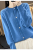 2026Knitted Sweater Autumn/Winter Cardigan Short Jacket Loose Top Women's Lazy Style Round Neck Star Button Knitted Sweater