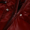 Shiny Belted Waist Jacket For Women Casual Detachable Hood Zipper Pockets Coat Lady Winter Chic Street Outerwear