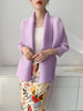 Black Tie Cardigan Design Women's Pleated Jacket Stemperament Casual Niche Three Quarter Top 2DB3365