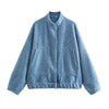 Woman Loose Gray Warm Baseball Jacket Autumn Casual Oversized Bomber Jacket Girls Vintage Thick Warm Outwear