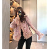 Pink Tassel Fragrant Tweed Suit Coat Female Autumn Winter Thickened Retro Double-Breasted Women Blazers