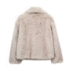 Women Cropped Faux Fur Jacket Coat Long Sleeve Front Snap-button Female Outerwear Chic Lapel Collar Thick Coat