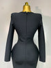 Women Sexy Sparkly Beading Bandage Dress Long Sleeve Bodycon Celebrity Party Elegant Evening Club Pary Dresses