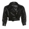 Crop Jacket Women PU Fall Wild Deep V-Neck Elegant Belt Buckle Zip Full Sleeve Streetwear Office Classic Coat