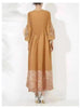 Women's Dress With Flower Ruffles Sleeves Round Neck Loose Big Size Long Dresses 2DB1142