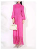 Maxi Dress Women High Neck Long Sleeves Stitching Tassel Hem Solid Color Dresses Female Party Clothing 2DB1143