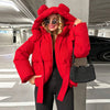 Printed Loose Thicken Coats Women Full Sleeve Zippers Hoodie Warm Outwears Female Autumn Winter Lady Jackets Chic