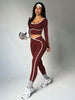 Women's Fall/Winter Round Neck Long Sleeve Yoga Top Outdoor Sports Fitness Yoga Pants