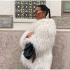 Faux Fur Coat Women Loose Lapel Full Sleeve Fluffy Short Overcoat Autumn Winter Street Lady Furry Warm Overcoat