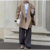 Casual Solid Women Blazer Coat Lapel Long Sleeve One Button Loose Outerwear Autumn Female Chic High Street Overcoat