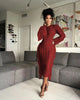 Women Long Sleeve Tassel Bodycon Midi Knit Straight Maxi Dress Autumn Winter O-neck Sweater Vestidos Dresses