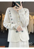 Autumn Winter Round Neck Embroidery Comfortable Ladies Sweater Coat Elegant Women Knitted Cardigan Sweater Jacket