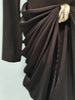 Sexy Evening Party Black Color Midi Dress for Women O Neck Long Sleeve Pachwork Metal Buckle Folds Bodycon Dresses Female