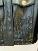 High Street Designer Blazer Women's O-neck Rope Lace-Up Trimmed Artificial Leather Jacket