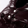 Solid Glossy Zipper Hooded Coats Women's Warm Elastic Waist Pleated Short Cotton Jacket Winter Lady High Street Outwear