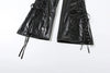 Hipster Leather Flared Pants Women Coquette Shirring Hollow Rivet Stretch Streetwear Chic Y2K Music Festival Bottoms