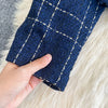 Autumn Dress Suit Women Korean Chic Blue Tweed Jacket + Vest Dress Elegant 2 Piece Set Long Sleeve Cropped Coat
