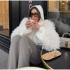 Faux Fur Coat Women Loose Lapel Full Sleeve Fluffy Short Overcoat Autumn Winter Street Lady Furry Warm Overcoat