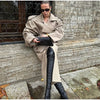 Women Lace Up Belt Trench Coat Chic Solid Lapel Full Sleeve Pocket Short Windbreaker Jacket Spring Lady Street Outerwear