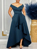 Off Shoulder Evening Dress Women Solid Maxi Long Dresses With Sleeves Wedding Bridesmaid Elegant Party Dresses Woman