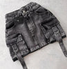 Y2K Adjustable Waist Mini Skirt Harajuku Girl Solid Color Retro Gray Denim Skirt Women Gothic Slim Hip Low Waist Short Skirt