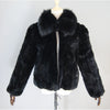 Lady 100% Natural Rex Rabbit Fur Coat Women Winter Thick Warm Real Rex Rabbit Fur Jacket With Quality Fox Fur Collar