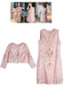 Spring Autumn Suit Dress Women 2 Piece Set Women Jacquard Dress Beading Straight Pencil Dress Short Jacket for Women Suits