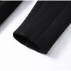 Black Tailored Long Coat Women Elegant Asymmetric Button Front Pockets Full Sleeve Criss-cross Neck Jacket Casual Outerwear