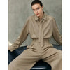 Minimalist Women Stripe Shirt Autumn Lapel Concealed Placket Loose Wide Leg Pants Casual Trousers Separate 12623109