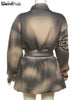 Tie-Dye 2 Piece Set Tracksuit Women Letter Print Zip Jacket+Waistband Puffy Skirt Matching Street Casual Vintage Suit
