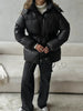 Thicken Cotton Jackets Women High Neck Long Sleeves Zipper Drawstring Warm Coats Female Winter Solid Loose Outwears