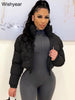 Winter Thick Warm Cotton Down Jacket Women Clothing Gray Zipper Short Puffer Parkas Coats Outwear Female Crop Tops Streetwear
