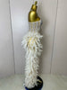 Stock Women Sexy Sparkly Rhinestone Mesh Feather Long Dress Elegant Evening Party Celebrate Birthday Performance Costume
