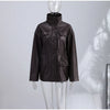 Casual Pu Leather Women Jacket Street Long Sleeve Stand Collar Zippers Female Outwear Autumn Winter Lady Streetwear