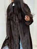 Casual Brown Lace Up Faux Fur Coat Women Turtleneck Full Sleeve Fluffy Loose Striped Long Coats Lady Winter Daily Street Jacket