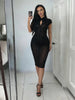 Sexy Applique See Through Dress Women Chic Single-Breasted Turtleneck Patchwork Elegant Party Club Bodycon