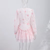 Print Shoulder Pad Waist Cinching Short Dress Women Sexy O-neck Lantern Long Sleeve Cascading Ruffle Slim Dresses Chic Partywear
