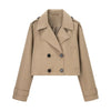 Brown Trench Coat Woman Long Sleeve Urban Solid Cropped Women's Trench Coat Casual Classic Jackets Outerwears
