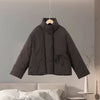 Casual Solid Lace Up Cotton Jacket Women Stand Collar Long Sleeve Pocket Warm Thick Jackets Autumn Winter Lady Outerwear