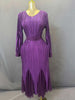 Womens Plus Size Pleated Elegant Maxi Long Sleeve Dress with Sequin Belt and Patchwork Hem for Wedding Guest