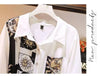 Vintage Print A-Line With Belt Loose Polo Neck Women's Dress Elegant Single-Breasted Knee Length Dresses For Women Spring