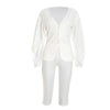 Elegant Blazer 2-Piece Set Women Single Breasted Jacket+Calf Pants Matching Simple Solid Office Commute Slim Outfits