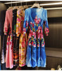 Niche Design Printed Lantern Sleeve Women's Dress Elegant Round Collar Elastic Famale Clothing 2DB6610