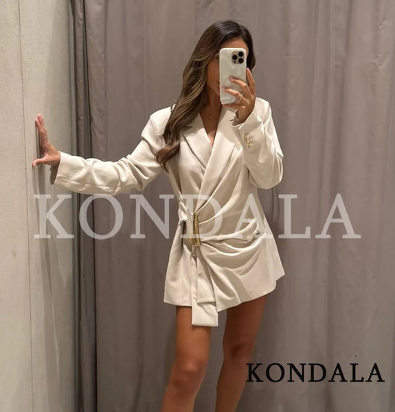Lady Elegant Sashes-Buckle Blazer Spring Commute Blazer Women High Street Dinner Dating Blazer