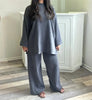 Autumn/winter Solid Color Corduroy Trousers Suit Women's Loose Long-sleeved Wide-leg Pants Two-piece Set Simple Commuting Wear