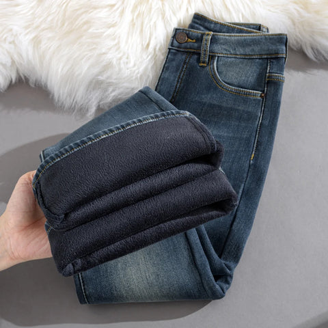 Jeans For Woman Y2k Pants Gray Stone Flared Stretch Winter Retro High Waist Horse Hoof Trousers Wide Leg Bell Bottom
