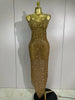 Women Sparkly Diamonds Mesh Sheer Stretch Long Dress Eveing Celebrate Birthday Party Nightclub Sexy Stage Costume