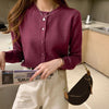 Knitted Cardigan Jacket Women Spring Autumn Round Neck Casual Cardigans Woman Solid Color Slim Korean Jumpers Female